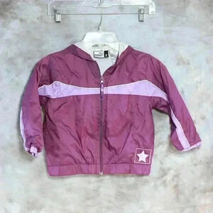 Girls PUMA size 5/M two-tone purple w/hood pockets zip lined hoodie/windbreaker